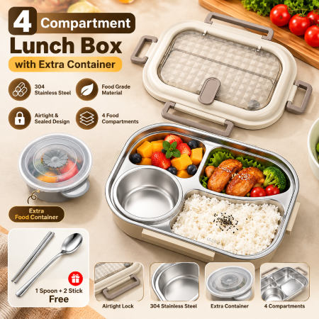 4-Compartment with Extra Container Premium Lunch Box
